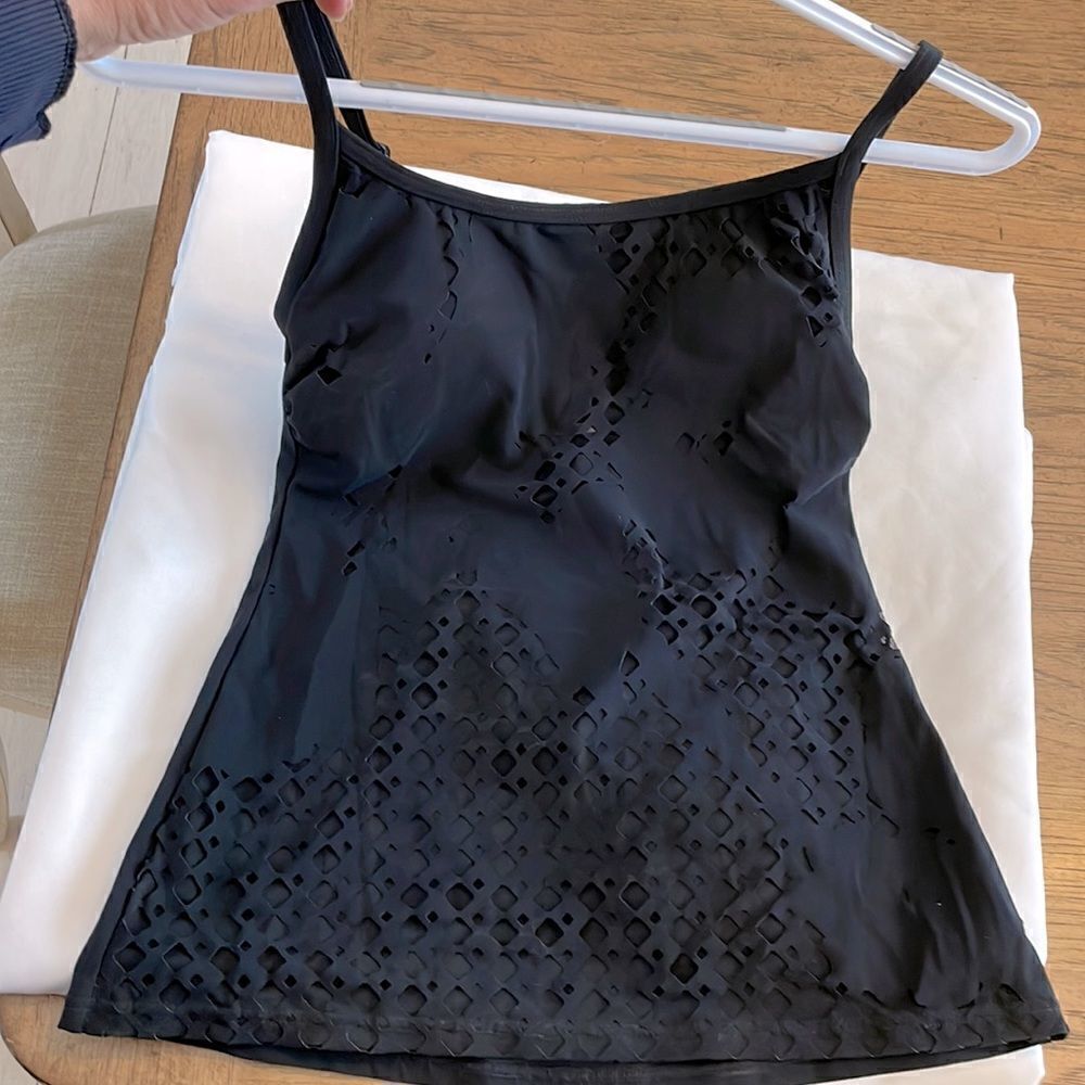 PROFILE BLACK CUTOUT TANKINI TOP.  NEW WITH TAGS.